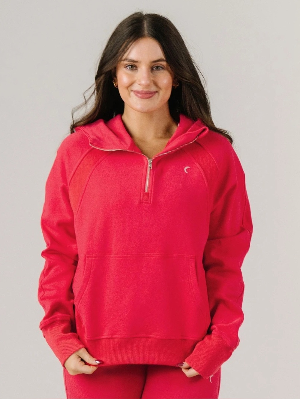 EUC Zyia Red Retreat Classic 1/4 Zip Hoodie